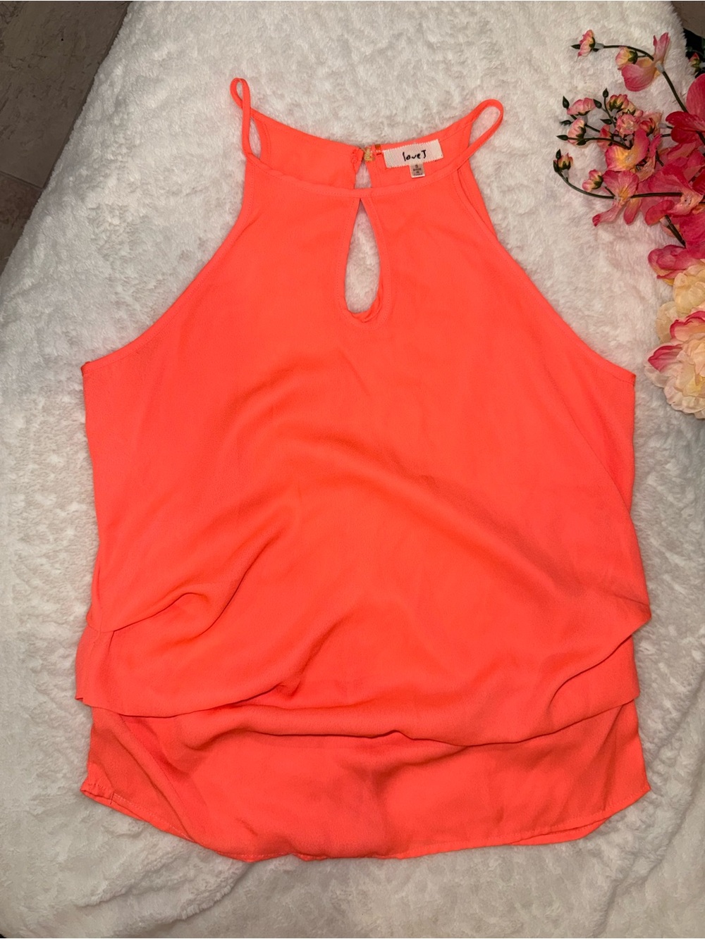 3 x 20$ love J Neon Coral Halter Keyhole Cami Size S